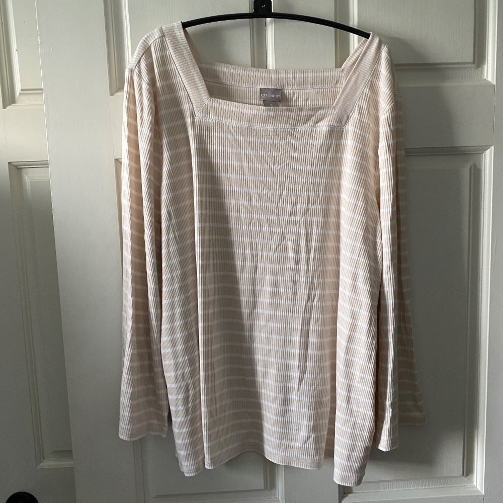 NWT - Chico's Striped Ribbed Top - Size XL (Chico's 3)